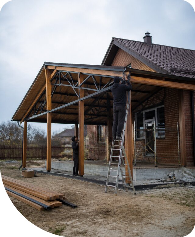 Пристройка навеса к дому и участку в Кимрах под ключ